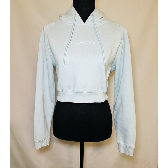 Alphalete Light Blue Crop Hoodie Sweatshirt Pullover Women's SMALL - Picture 1 of 12